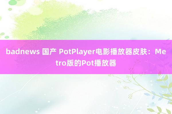 badnews 国产 PotPlayer电影播放器皮肤：Metro版的Pot播放器