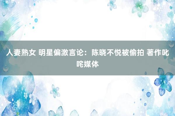 人妻熟女 明星偏激言论：陈晓不悦被偷拍 著作叱咤媒体