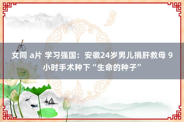 女同 a片 学习强国：安徽24岁男儿捐肝救母 9小时手术种下“生命的种子”