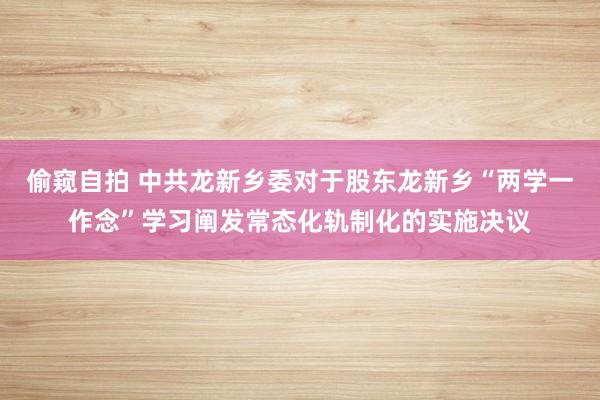 偷窥自拍 中共龙新乡委对于股东龙新乡“两学一作念”学习阐发常态化轨制化的实施决议